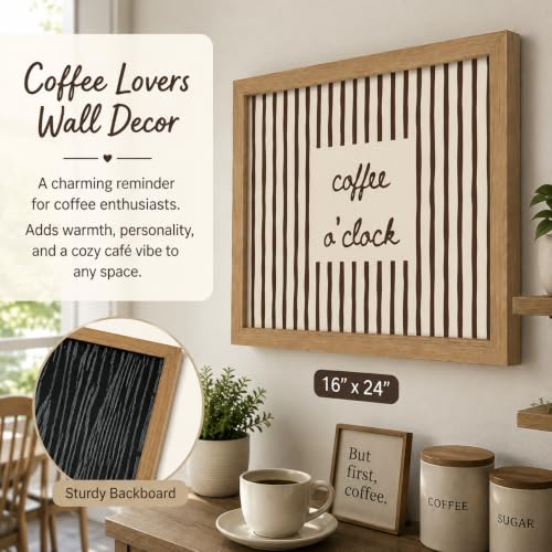 Coffee O'clock Framed Canvas Wall Art - Coffee Lovers Decor - 8x10 Inch
