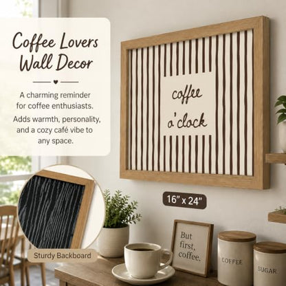 Coffee O'clock Framed Canvas Wall Art - Coffee Lovers Decor - 8x10 Inch