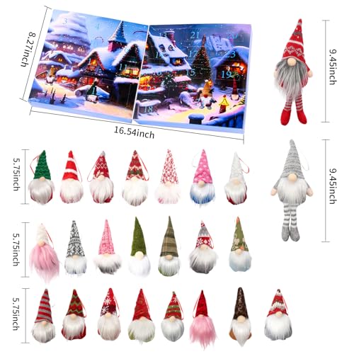 Christmas Gnome Advent Calendar 2026 - Long Leg Plush Gnome Figurines Set