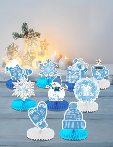 Winter Centerpieces for Table - 9Pcs Snowflake Winter Decorations