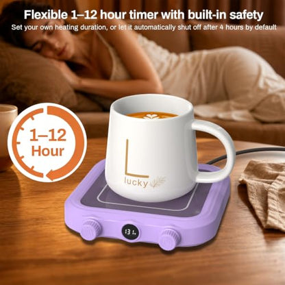 Purple Coffee Mug Warmer & Mug Set with 8 Temp Settings, Auto Shutoff