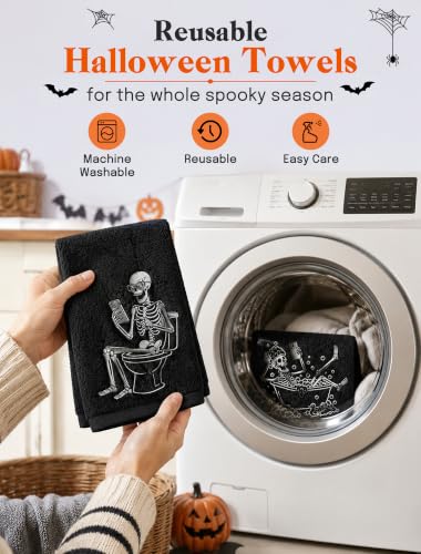 Halloween Skeleton Hand Towels 2 Pack - Spooky Bathroom & Kitchen Decor