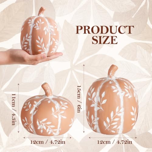 DN DECONATION Fall Pumpkin Decor Set - Orange Terracotta Rustic Thanksgiving Table Centerpieces