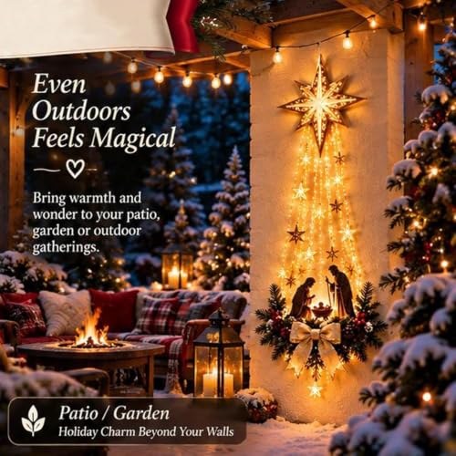 Lighted Nativity Hanging Wall Art - LED Religious Christmas Decor - 1pc