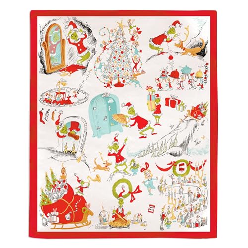 Hallmark Dr. Seuss's How The Grinch Stole Christmas Throw Blanket 50x60 - Holiday Cozy Decor