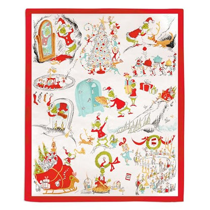Hallmark Dr. Seuss's How The Grinch Stole Christmas Throw Blanket 50x60 - Holiday Cozy Decor