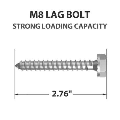 USX Mount Lag Bolt Kit - M8 Lag Bolts for Wood Studs & Fischer Anchors for Concrete Walls | Easy Installation Tools Included