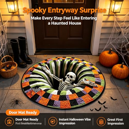 Halloween 3D Optical Illusion Rug - Soft Velvet Fabric, 24x24 Inches - A-24 Inches