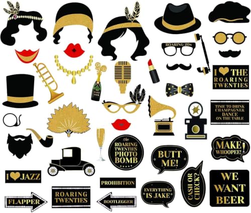 1920s Gatsby Photo Booth Props Set for Roaring 20s Party Decorations