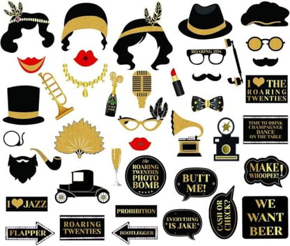 1920s Gatsby Photo Booth Props Set for Roaring 20s Party Decorations