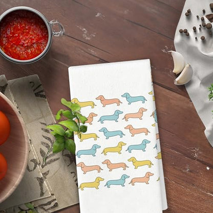 Funny Dachshund Kitchen Towels - Wiener Dog Lover Gift Set - Colorful 2
