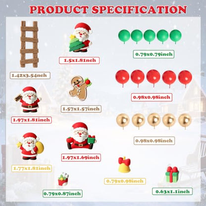 24pcs Christmas Cake Topper Set with Santa Gingerbread Bell & Balls