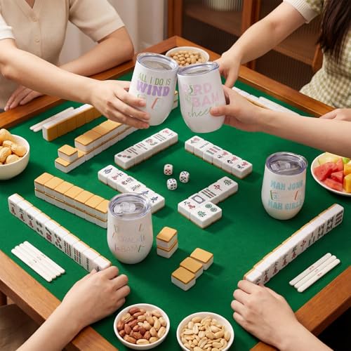 Patelai 12 oz Mahjong Tumbler with Lid & Straw - Cute Gift Drinkware