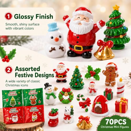 Christmas Miniature Figurines Set for Holiday Decorations and Stocking Stuffers