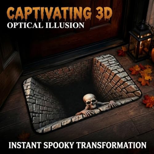 3D Skeleton Vortex Halloween Rug 24x36in - Optical Illusion Floor Mat