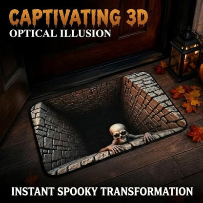 3D Skeleton Vortex Halloween Rug 24x36in - Optical Illusion Floor Mat