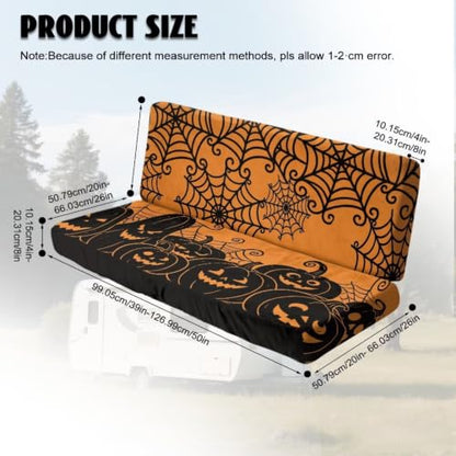 Pumpkin Spider Web RV Dinette Cushion Covers Set of 2 - Fall Decor