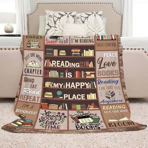 Book Lover Gift Blanket - 50x60 Throw for Women, Librarians, Bookworms - Book Lover Gift Idea - Variation 01