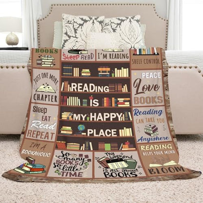 Book Lover Gift Blanket - 50x60 Throw for Women, Librarians, Bookworms - Book Lover Gift Idea - Variation 01