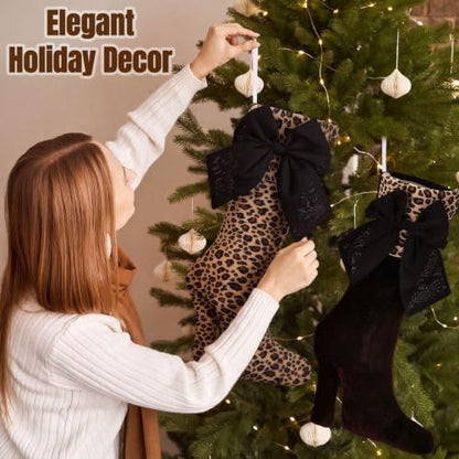 Leopard Christmas Stockings 18 Inch Set of 4 with High Heel Design