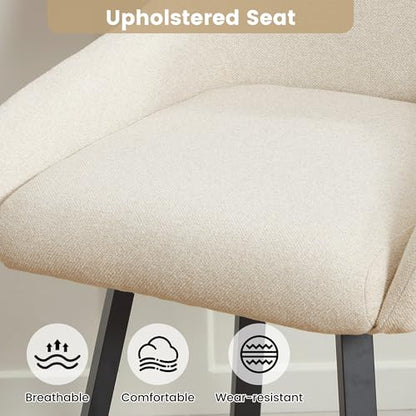 Set of 2 26-Inch Counter Height Swivel Bar Stools Beige