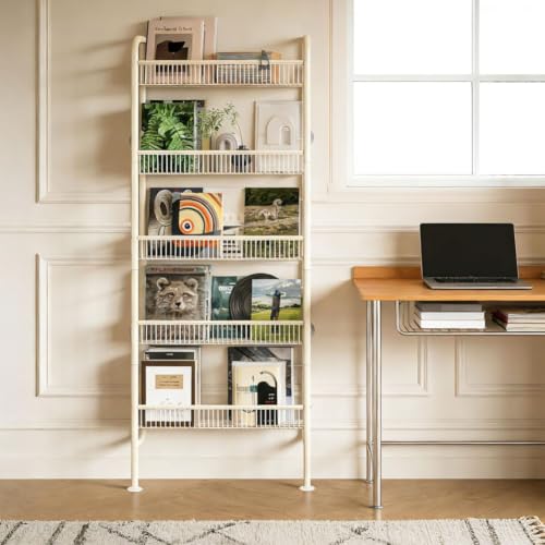Behind The Door Storage Shelf Narrow 5-Tier White Round Variation