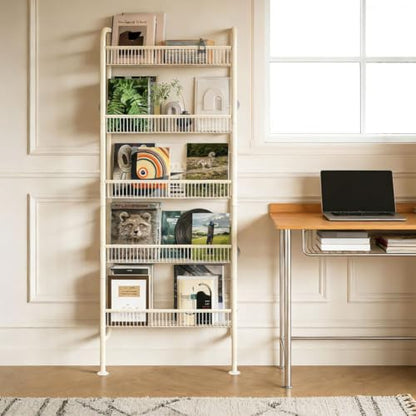 Behind The Door Storage Shelf Narrow 5-Tier White Round Variation