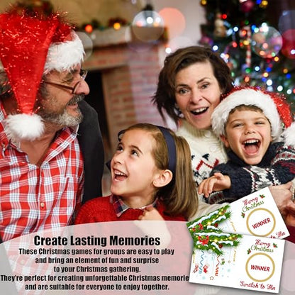 Green White Christmas Scratch Off Cards - 50 Pcs Holiday Game Set