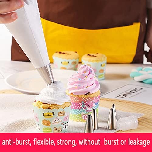 Skiennix 100 Disposable Piping Bags - 16 Inch Tipless Design for Cake, Cookie & Frosting Decorating