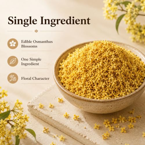 Dried Osmanthus Flowers - Edible Golden Blossom Tea & Baking Ingredient, 3oz