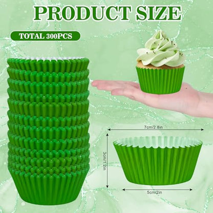 Grass Green Cupcake Liners 300pcs Christmas Baking Cups for Holiday Parties