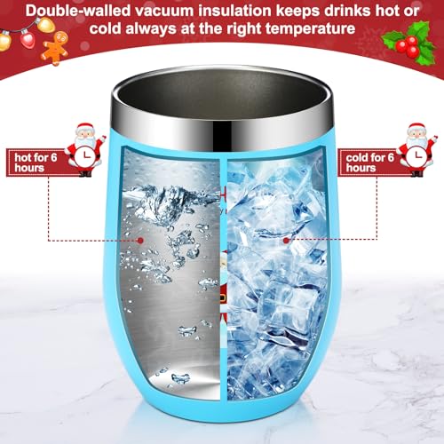 7-Piece Christmas Tumbler Set with Lids Straws & Brush - 12oz Holiday Gift