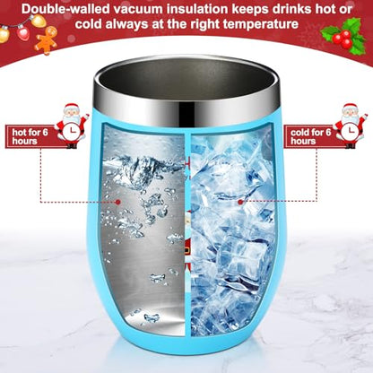 7-Piece Christmas Tumbler Set with Lids Straws & Brush - 12oz Holiday Gift