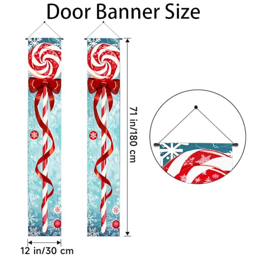 Door Hanging Banner with Candy Cane and Snowflake Design – 71 x 12 in, 01 Variation