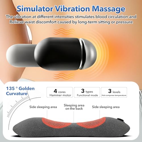Back Massage Pillow with Heat and Decompression for Lower Back Pain