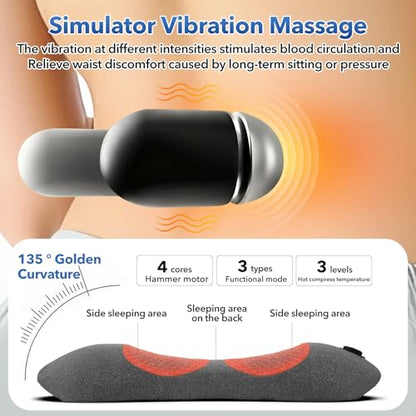Back Massage Pillow with Heat and Decompression for Lower Back Pain