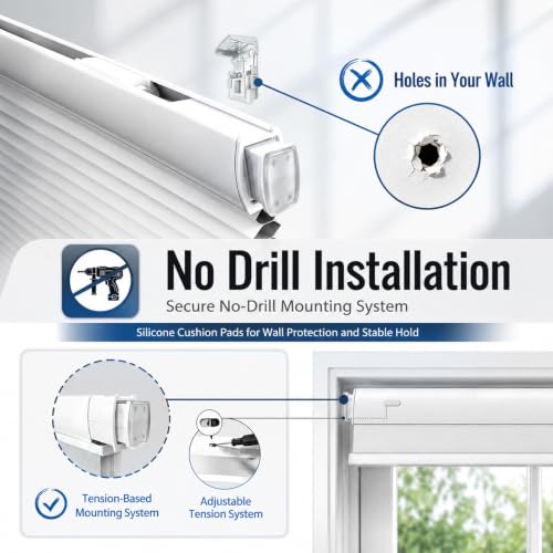 Blackout Cellular Shade 22 W x 64 H - Cordless No Drill Tension Mount