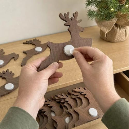 3D Light Up Wooden Reindeer Christmas Decor LED Wall Art - Variation C