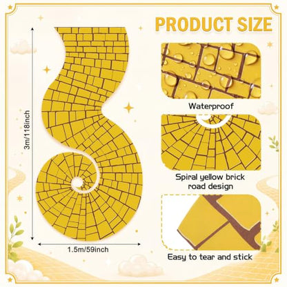 Wizard Party Floor Runner - Curved Yellow Brick Path for Halloween and Medieval Decor