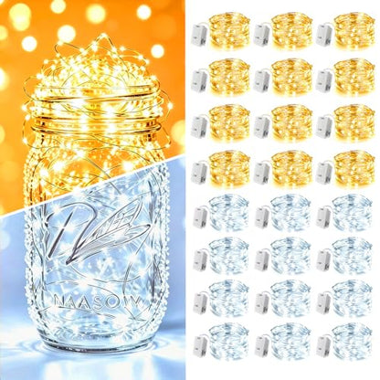 24 Pack Battery Operated Fairy Lights 3 Modes 7ft Warm White & Cool White