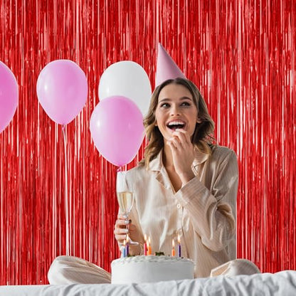 Red Valentines Christmas Foil Curtain Streamer Set - 4 Pack
