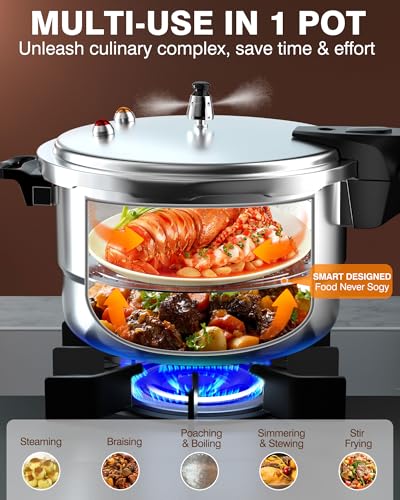 WantJoin 6 Qt Aluminum Pressure Cooker - Gas & Induction Compatible with Removable Steaming Rack