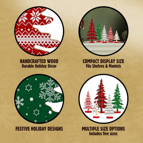 Indoor Wooden Christmas Tree Set - Rustic Holiday Decor, 5 Sizes