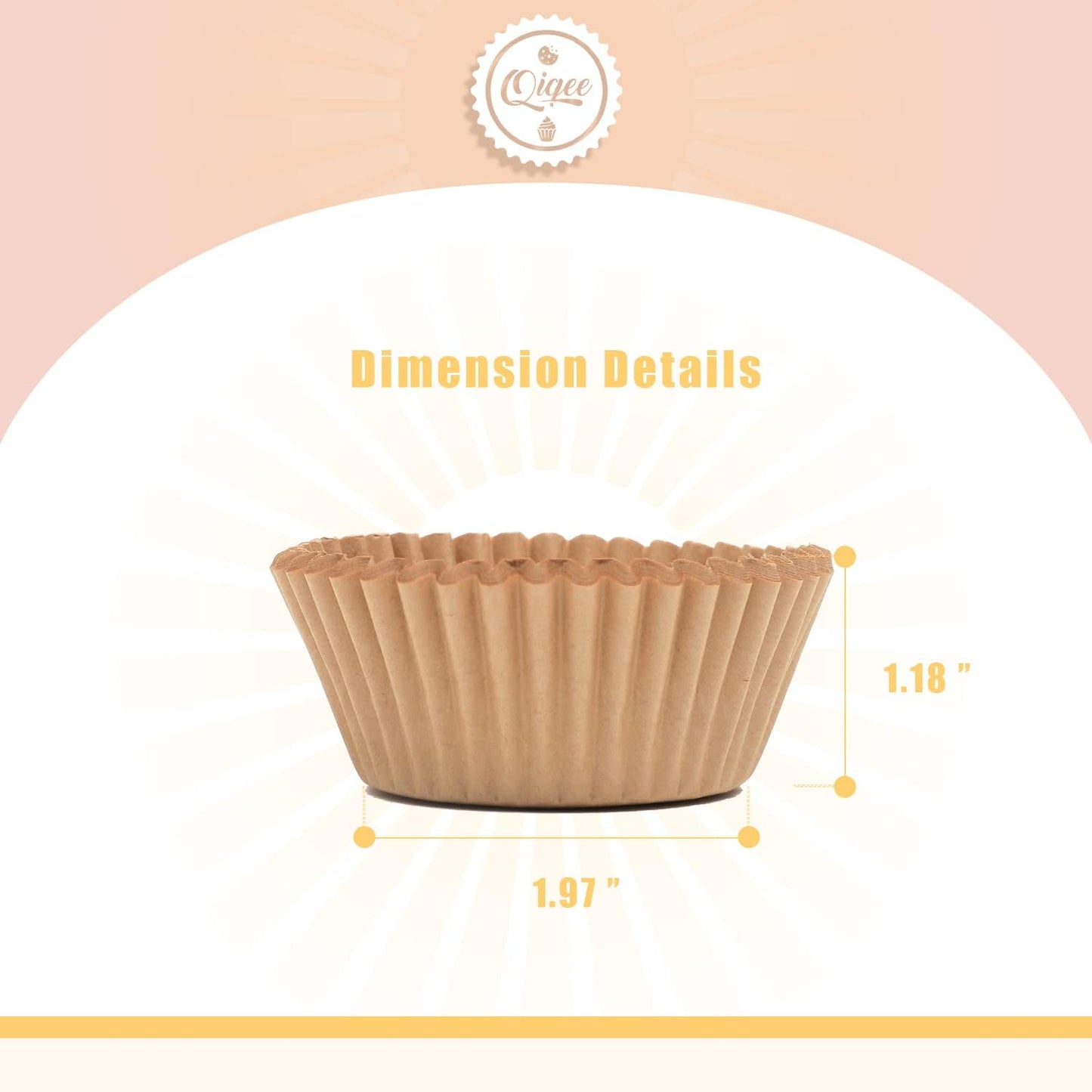 Qiqee 1000pcs Natural Cupcake Liners - No Smell Food Grade Baking Cups | Standard Size