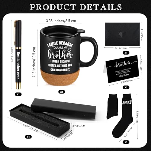 Brother Gifts Set - Coffee Mug Socks Pen Card Gift Box for Brothers