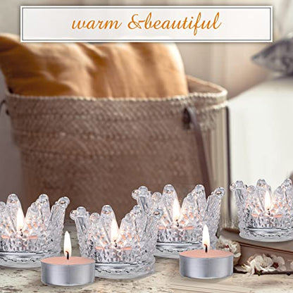 24 Pcs Gold Clear Crown Candle Holders Votive Set - Elegant Home Decor - Clear Style