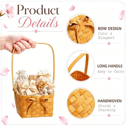 Small Flower Girl Basket Set - Wooden Wedding Baskets with Handle, 4 Pack