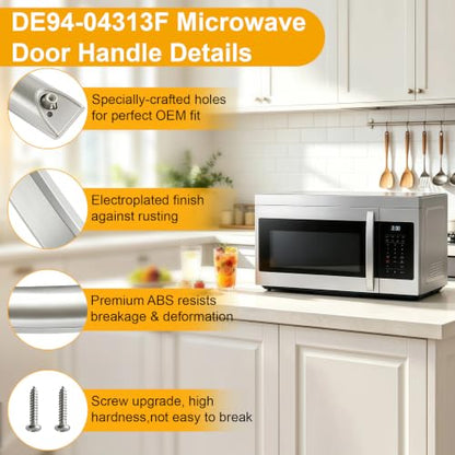 Microwave Door Handle Replacement for Samsung ME16A4021AS/AA - Model DE94-04313F - Silver, Upgraded ABS Material