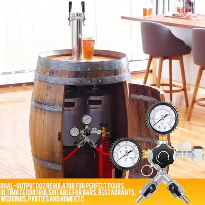 Dual Output CO2 Regulator for Kegerators - CGA-320, Heavy-Duty Brass, Safety Valve