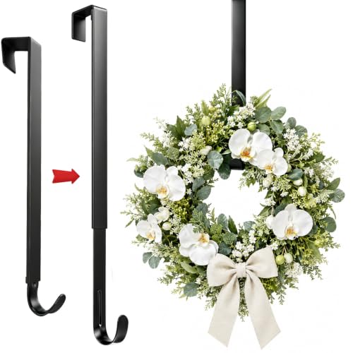 Adjustable Wreath Hanger for Front Door - 15-25 Inch Seasonal Decor Organizer